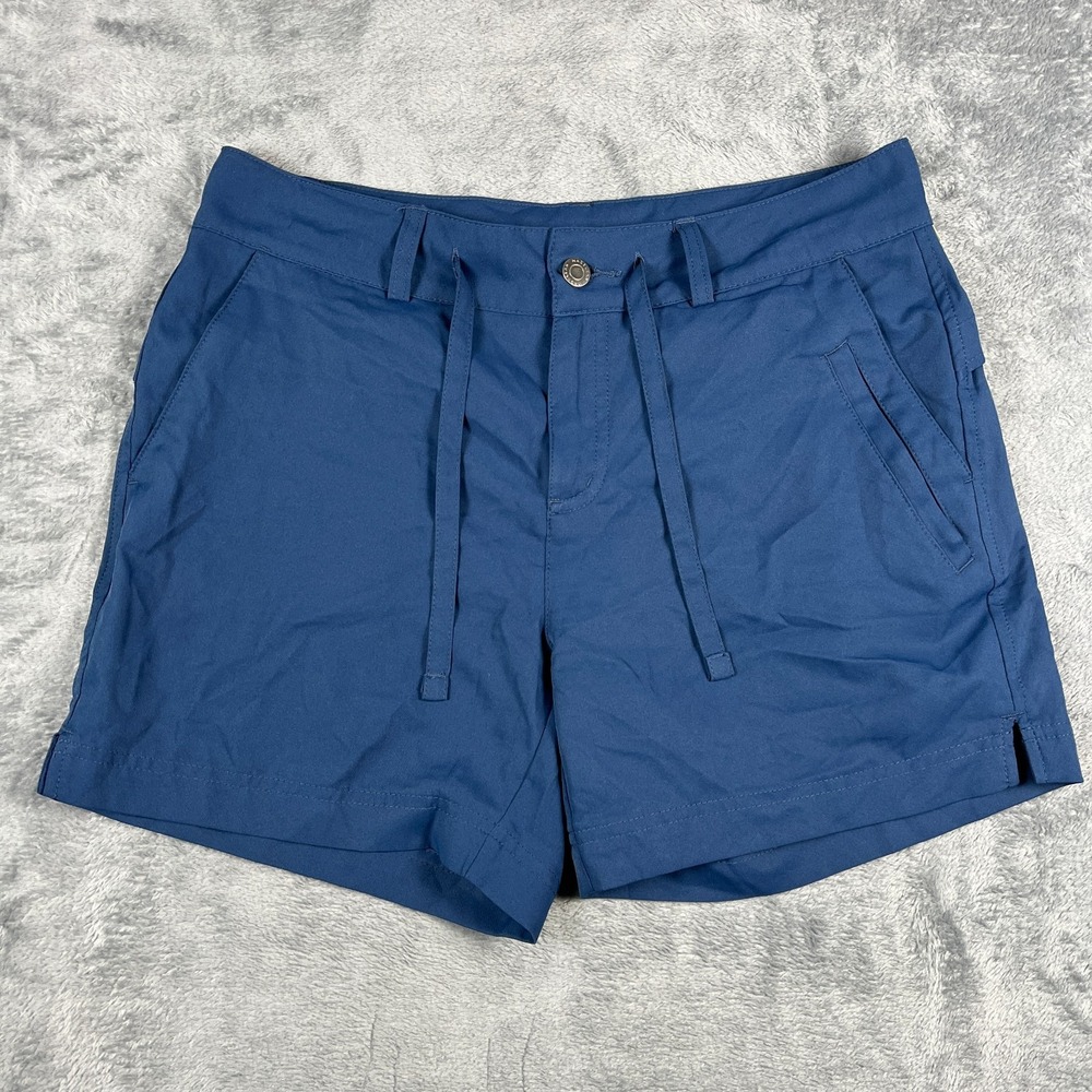 Magellan Outdoors Athletic Shorts Women Medium Blue Logo Hiking Drawstring Waist